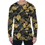 Black And Gold Tropical Pattern Print Men's Long Sleeve T-Shirt