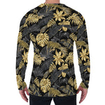 Black And Gold Tropical Pattern Print Men's Long Sleeve T-Shirt