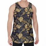 Black And Gold Tropical Pattern Print Men's Velvet Tank Top