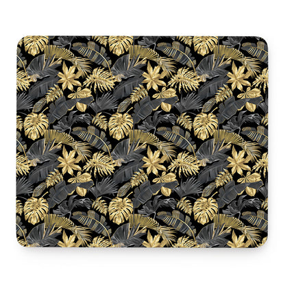 Black And Gold Tropical Pattern Print Mouse Pad