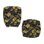 Black And Gold Tropical Pattern Print Office Chair Cover