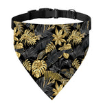 Black And Gold Tropical Pattern Print Over The Collar Dog Bandana