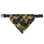 Black And Gold Tropical Pattern Print Over The Collar Dog Bandana