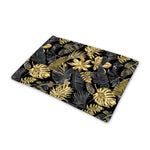 Black And Gold Tropical Pattern Print Pet Cooling Mat Cover