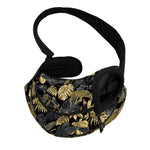 Black And Gold Tropical Pattern Print Pet Sling Carrier
