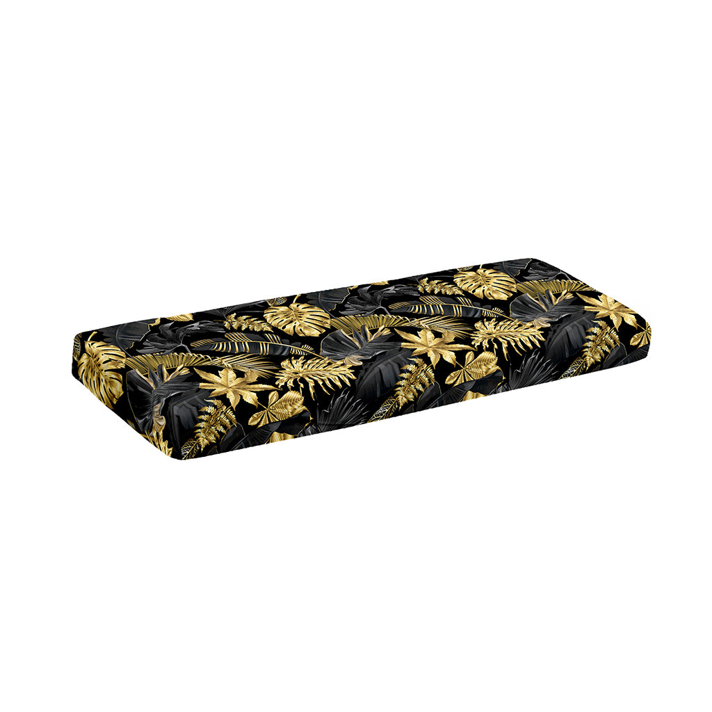 Black And Gold Tropical Pattern Print Piano Keyboard Cover