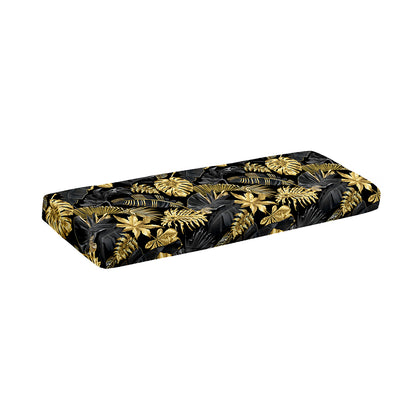 Black And Gold Tropical Pattern Print Piano Keyboard Cover