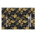 Black And Gold Tropical Pattern Print Placemat