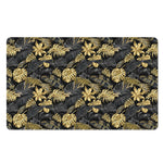 Black And Gold Tropical Pattern Print Polyester Doormat