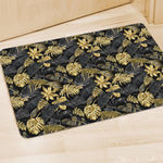 Black And Gold Tropical Pattern Print Polyester Doormat