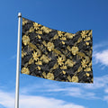 Black And Gold Tropical Pattern Print Polyester Flag