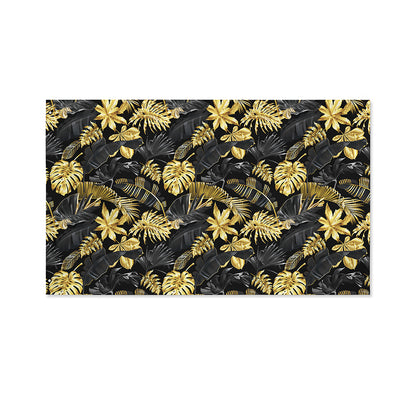 Black And Gold Tropical Pattern Print Polyester Flag