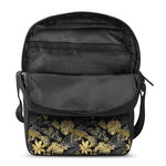 Black And Gold Tropical Pattern Print Rectangular Crossbody Bag