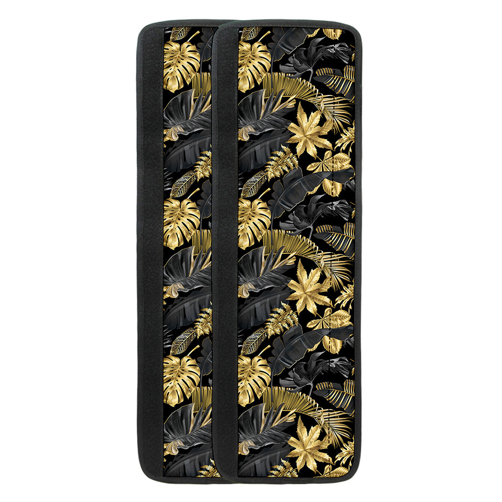 Black And Gold Tropical Pattern Print Refrigerator Handle Covers