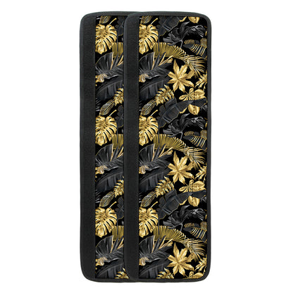 Black And Gold Tropical Pattern Print Refrigerator Handle Covers