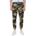 Black And Gold Tropical Pattern Print Joggers