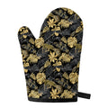 Black And Gold Tropical Pattern Print Single Oven Mitt