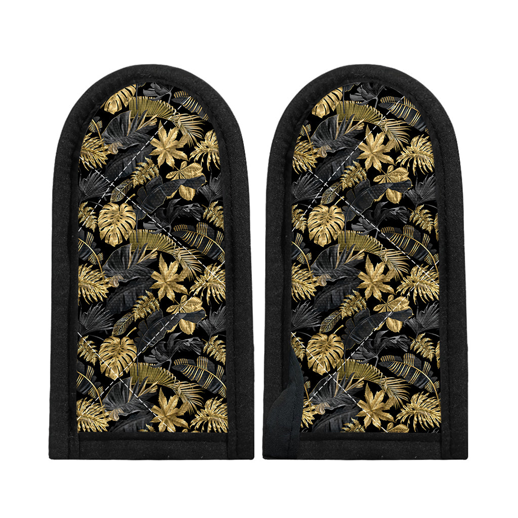 Black And Gold Tropical Pattern Print Skillet Handle Cover