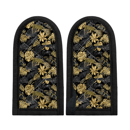Black And Gold Tropical Pattern Print Skillet Handle Cover