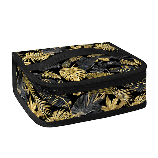 Black And Gold Tropical Pattern Print Small Lunch Bag