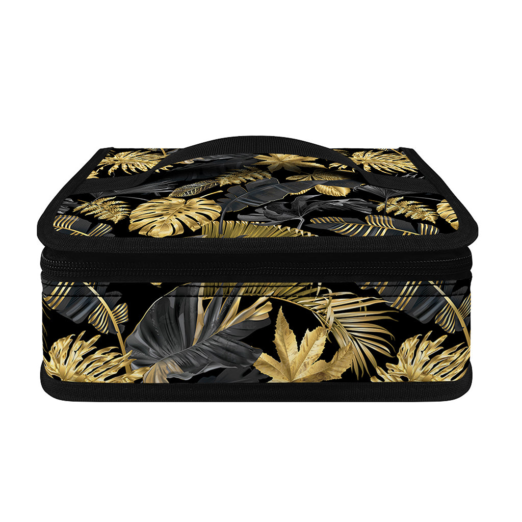 Black And Gold Tropical Pattern Print Small Lunch Bag