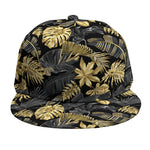Black And Gold Tropical Pattern Print Snapback Cap
