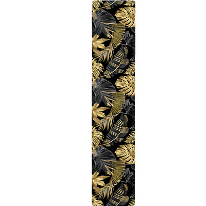 Black And Gold Tropical Pattern Print Table Runner