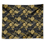Black And Gold Tropical Pattern Print Tapestry