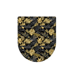 Black And Gold Tropical Pattern Print Toilet Lid Cover