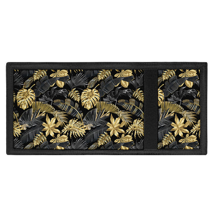 Black And Gold Tropical Pattern Print Trifold Wallet