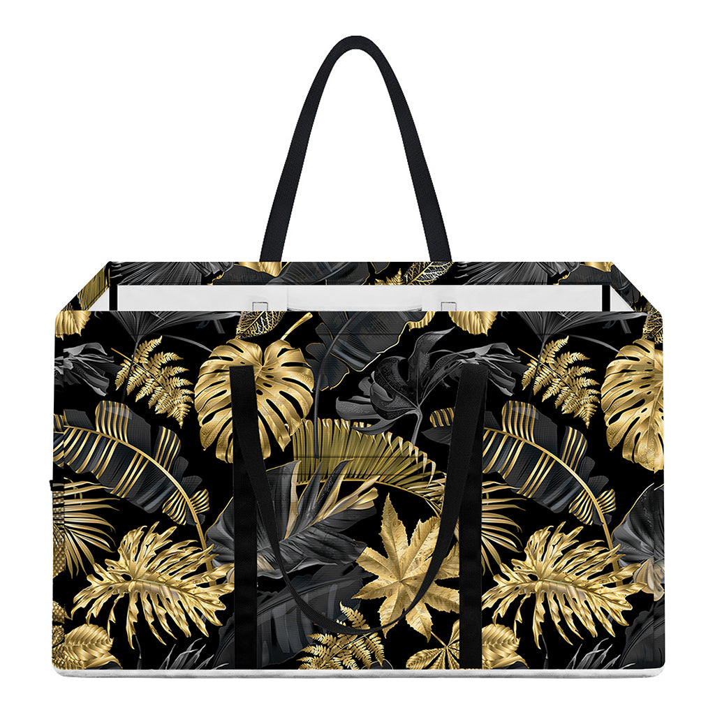 Black And Gold Tropical Pattern Print Utility Tote Bag