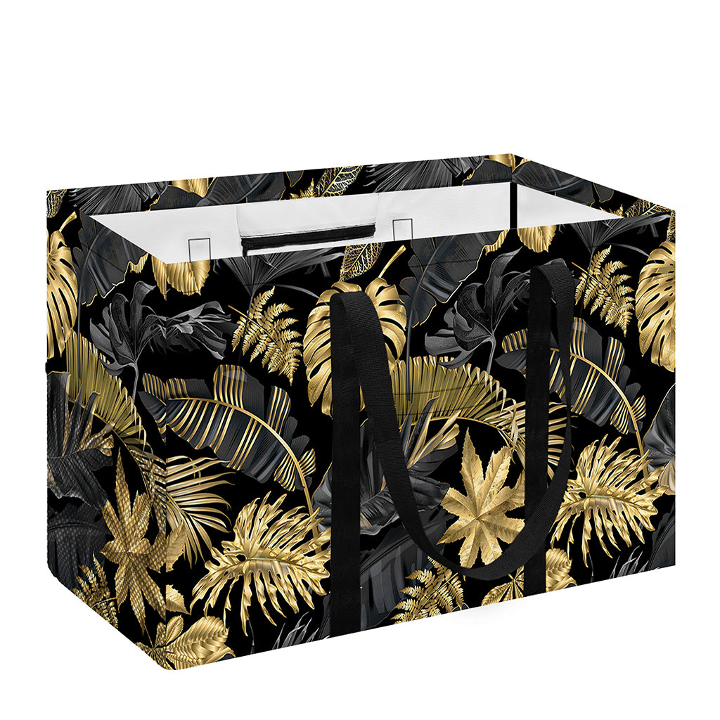 Black And Gold Tropical Pattern Print Utility Tote Bag