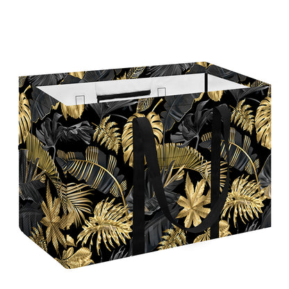 Black And Gold Tropical Pattern Print Utility Tote Bag
