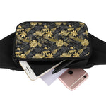 Black And Gold Tropical Pattern Print Waist Bag