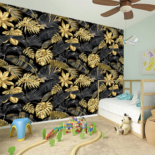 Black And Gold Tropical Pattern Print Wall Sticker