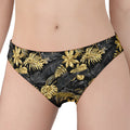 Black And Gold Tropical Pattern Print Women's Panties