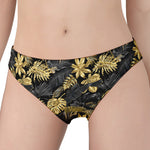 Black And Gold Tropical Pattern Print Women's Panties