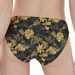 Black And Gold Tropical Pattern Print Women's Panties