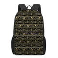 Black And Gold Warli Pattern Print 17 Inch Backpack