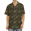 Black And Gold Warli Pattern Print Aloha Shirt
