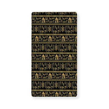 Black And Gold Warli Pattern Print Baby Crib Sheet