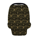 Black And Gold Warli Pattern Print Baby Seat Cover