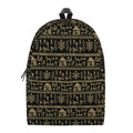 Black And Gold Warli Pattern Print School Backpack