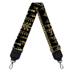 Black And Gold Warli Pattern Print Bag Strap
