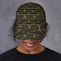 Black And Gold Warli Pattern Print Baseball Cap