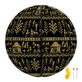 Black And Gold Warli Pattern Print Basketball