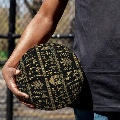 Black And Gold Warli Pattern Print Basketball