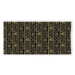 Black And Gold Warli Pattern Print Beach Towel