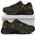 Black And Gold Warli Pattern Print Black Chunky Shoes