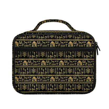 Black And Gold Warli Pattern Print Briefcase Bible Bag